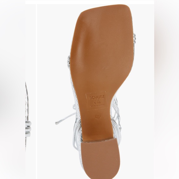 SCHUTZ Thea Ankle Tie Block heel sandal in Silver - Picture 5 of 12